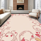 Crimson Floral Scrollwork Meadow Rug