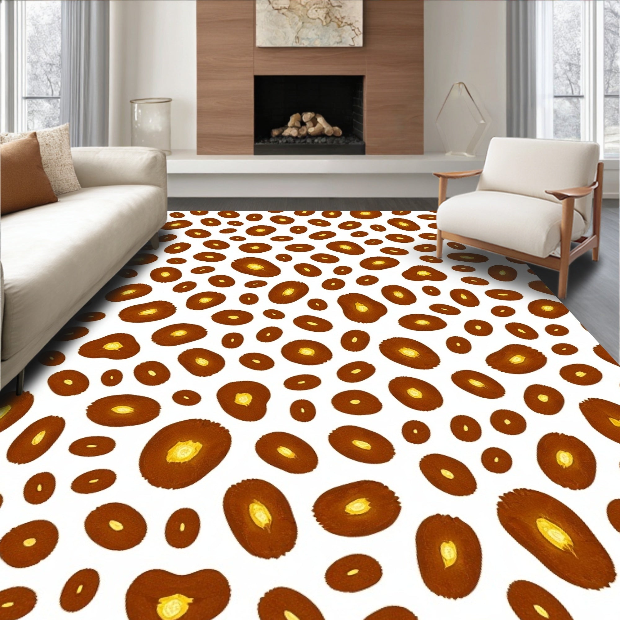 Spotted Ochre Abstract Spots Rug
