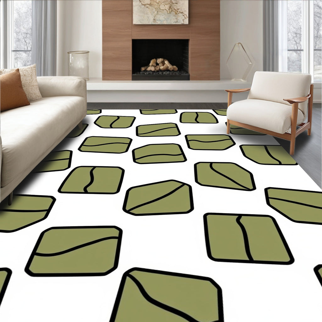 Olive Green Pebble Scatter Rug