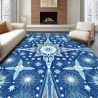 Deep Blue Starburst Kaleidoscope Rug