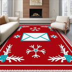 Red White Turquoise Snowflake Mail Rug