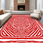 Bold Red Zebra Stripe Symmetry Rug