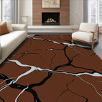 Brown veined abstract organic texture Rug
