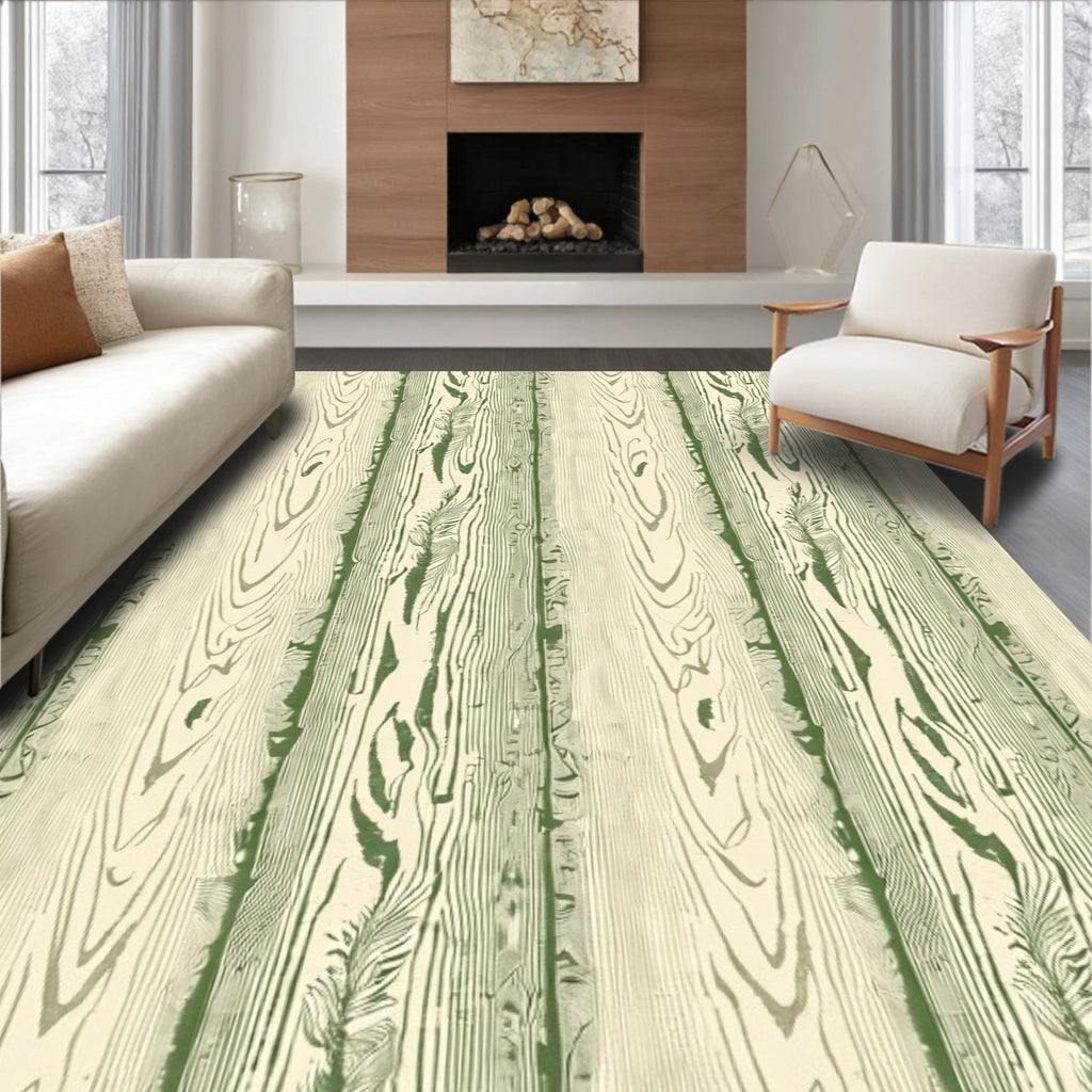 Natural Wood Grain Vertical Stripes Rug