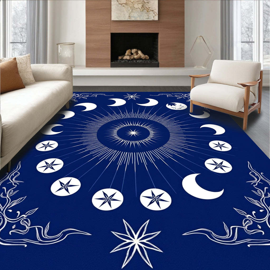 Celestial Night Sky Phases Rug