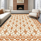 Antique Orange and Cream Floral Rug