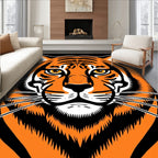 Bold Orange Black Tiger Face Rug