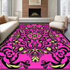 Vibrant Pink Ornate Floral Medallion Rug