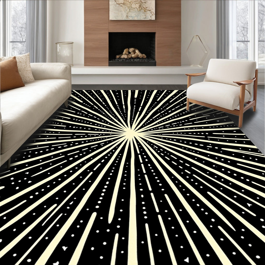 Radiant Lightburst Sunburst Rays Rug