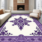Deep Purple Ornamental Floral Medallion Rug