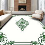 Emerald Green Floral Mandala Frame Rug
