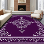 Deep Purple Floral Medallion Border Rug