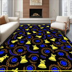 Yellow Bells Blue Circles Abstract Rug