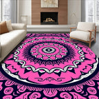 Vibrant Pink Starburst Mandala Rug