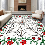 Red Floral Vine Spiderweb Rug
