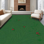 Verdant Leaves Red Berries Cluster Rug