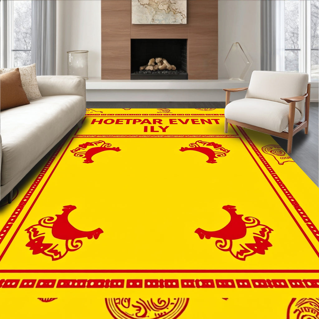 Bold Red Abstract Bird Motif Rug