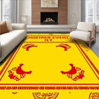 Bold Red Abstract Bird Motif Rug