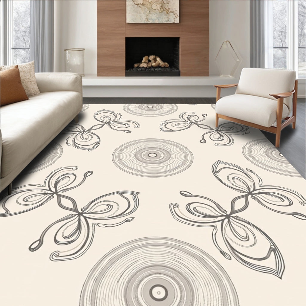 Gray Floral Medallion Swirl Rug