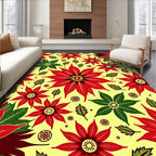 Crimson Poinsettia Folk Art Rug