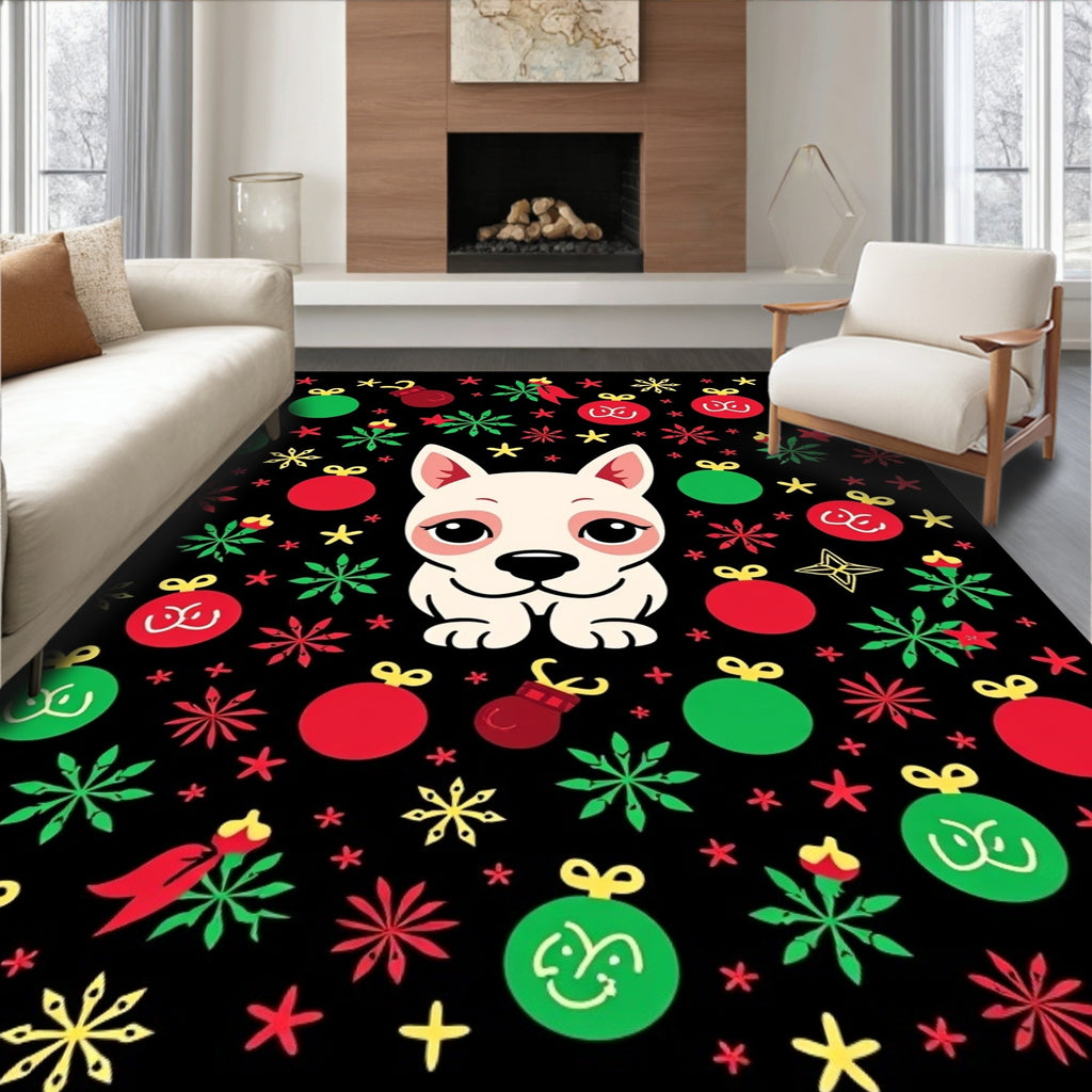 Cute Dog Christmas Ornaments Snowflakes Rug