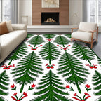 Green Pine Tree Red Holly Garland Rug