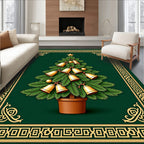 Golden Bells Christmas Tree Border Rug
