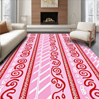Whimsical Red Swirl Stripe Rug