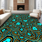 Abstract Turquoise Yellow Organic Forms Rug