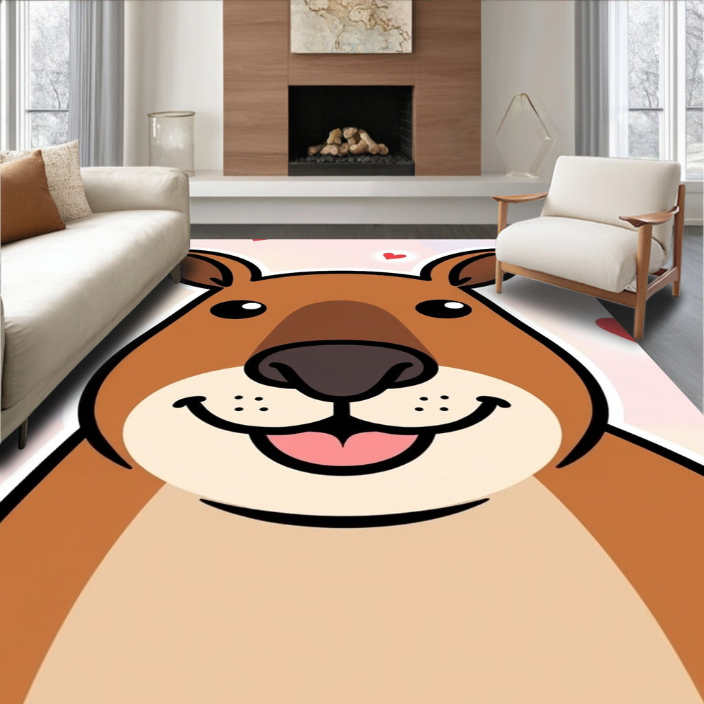 Cute Brown Kangaroo Heart Illustration Rug