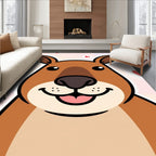 Cute Brown Kangaroo Heart Illustration Rug