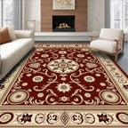 Deep Red Ornamental Bloom Rug
