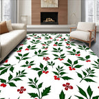 Christmas Holly Berry Branch Repeat Rug