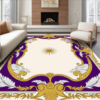 Ornate Purple Gold Acanthus Leaf Frame Rug