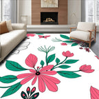 Pink Floral Butterfly Garden Whimsical Rug
