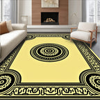 Yellow Black Sunburst Medallion Frame Rug