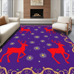 Red Deer Purple Floral Border Rug
