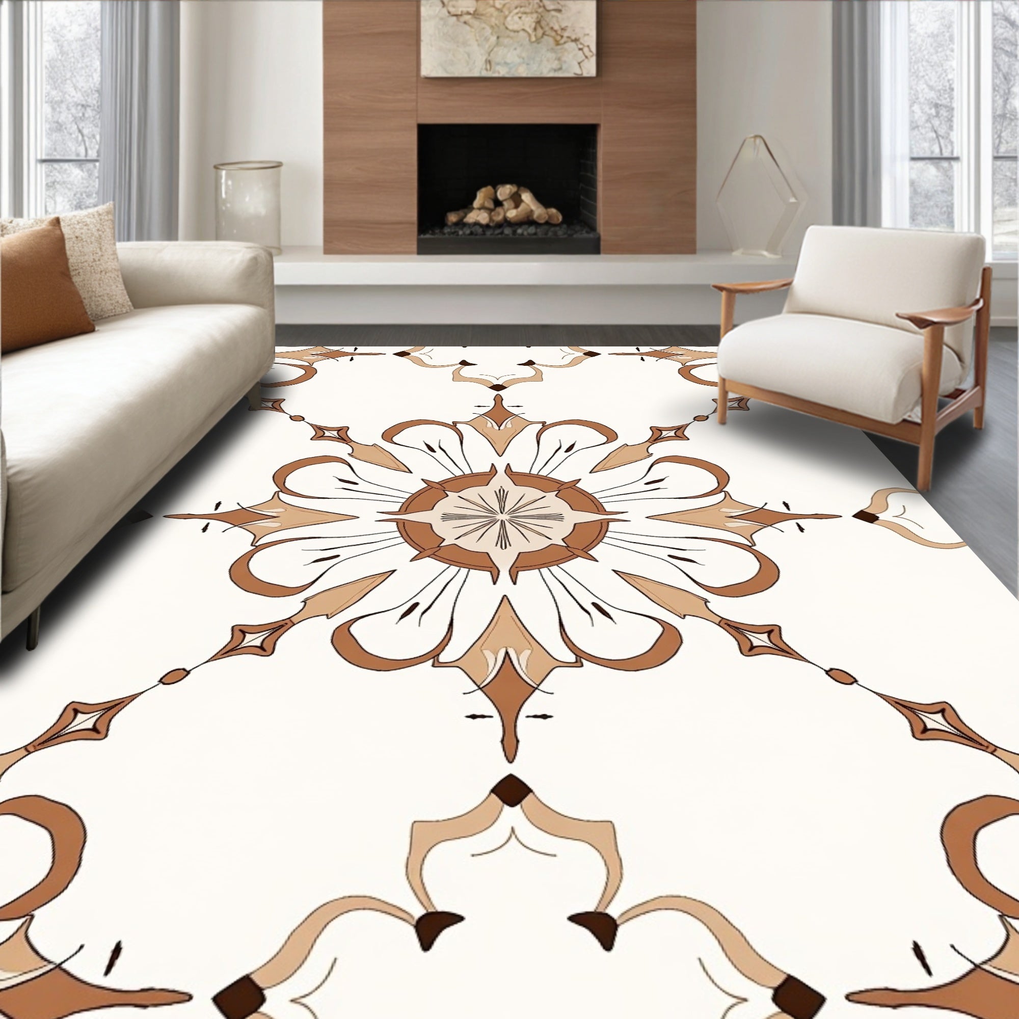 Ornate Caramel Star Medallion Rug