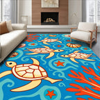 Underwater Sea Turtle Coral Scene Rug