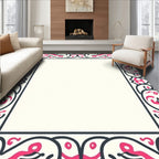 Crimson Scrollwork Border Cream Rug