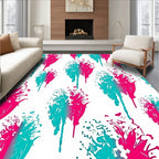 Pink Teal Drip Splash Bloom Rug