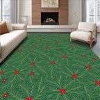 Emerald Green Red Starflower Filigree Rug