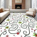 Crimson Holly Swirl Starburst Design Rug