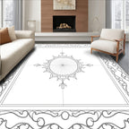 Ornate Sunburst Scroll Border Rug