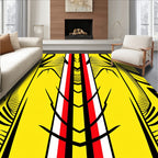 Bold Yellow Red Black Geometric Stripes Rug
