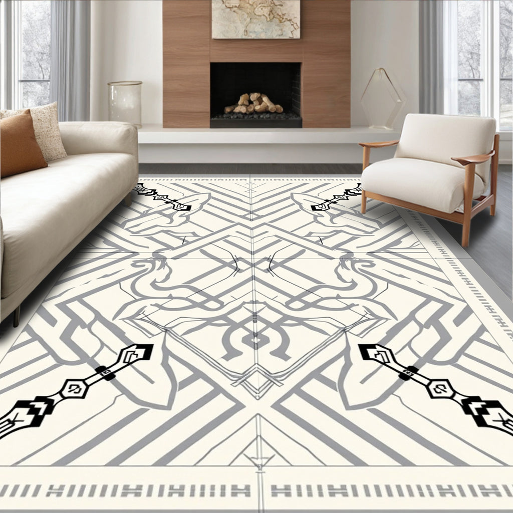 Art Deco Gray Abstract Symmetry Rug