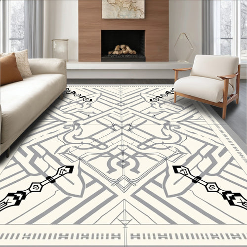 Art Deco Gray Abstract Symmetry Rug