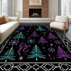 Winter Wonderland Tree Snowflake Border Rug