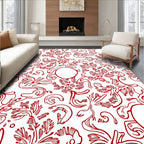 Red Floral Scrollwork Vine Rug