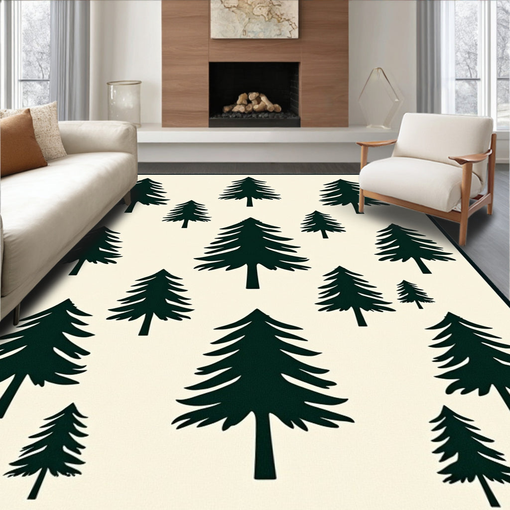 Forest Green Pine Tree Scatter Rug
